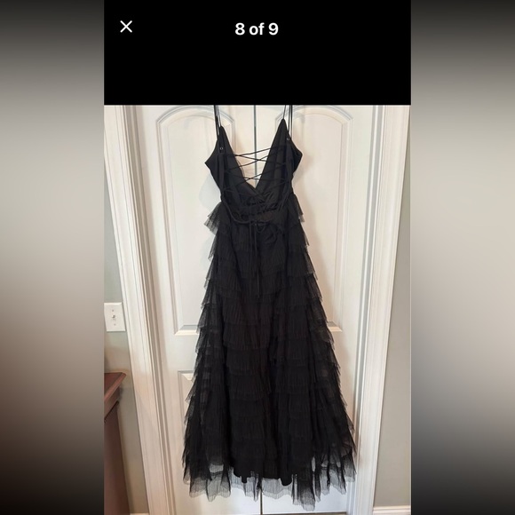 Lucille V Neck Tier Tule Dress Black Size XL NWT - Picture 8 of 9